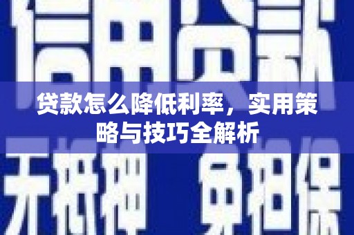 永宁贷款怎么降低利率，实用策略与技巧全解析