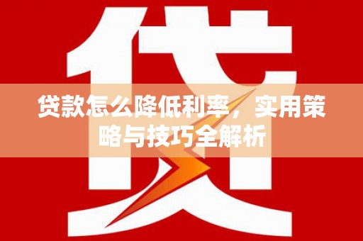永宁贷款怎么降低利率，实用策略与技巧全解析